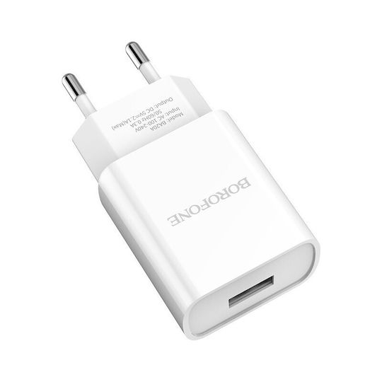Borofone Charger with 2 USB-A Ports and Cable micro USB Whites (BA58A)