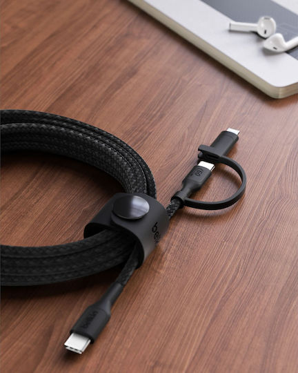 Belkin Braided USB to Type-C / Lightning Cable Μαύρο 1.5m (CAC003HQ1.5MBK)