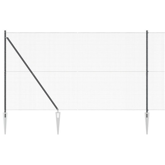 Vidaxl Set of Metal Fence Posts Set of 2 Grey Metal Plastic