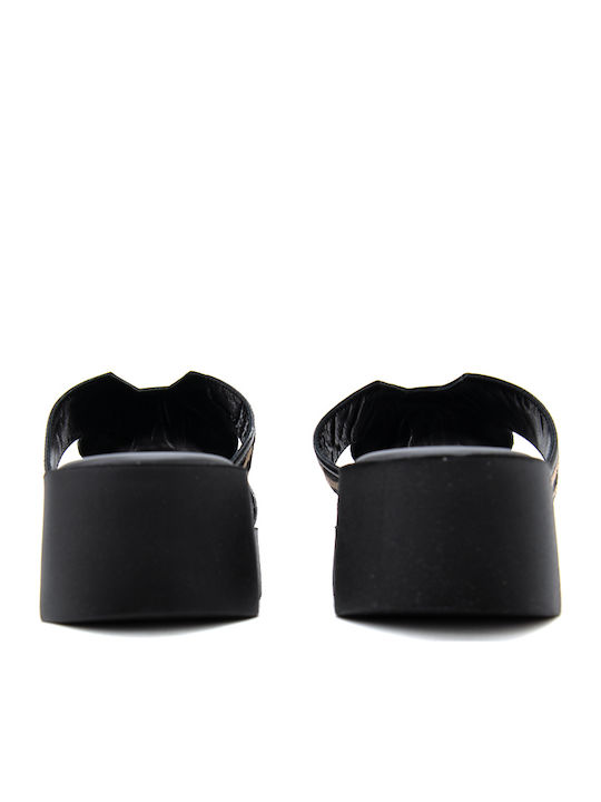 Leather Women's Flat Sandals Black