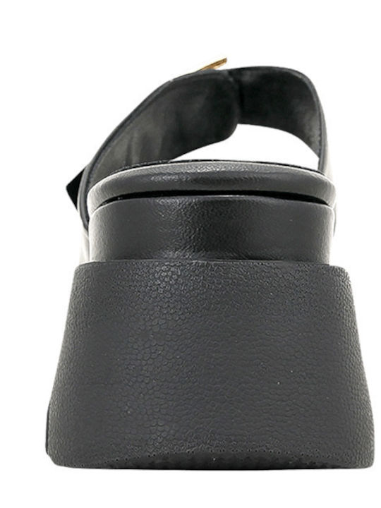 Fuende Women's Leather Platform Shoes Black