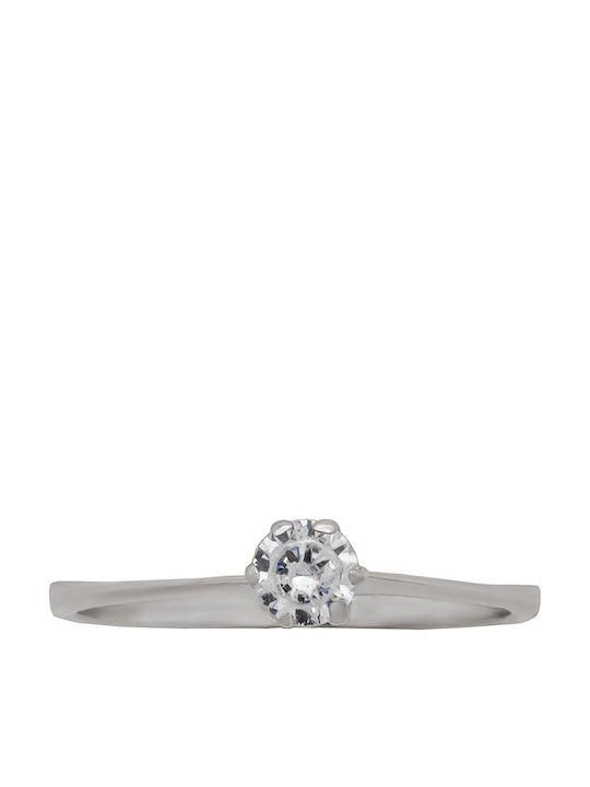 Savvas Design Einzelner Steinring aus Weißgold 14K