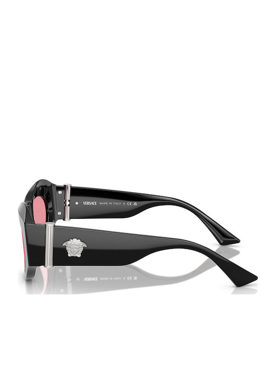 Versace Women's Sunglasses with Black Plastic Frame and Pink Lens
