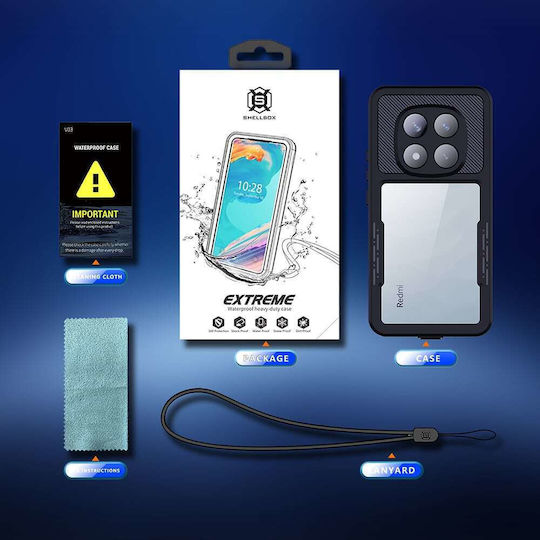Shellbox Umschlag Rückseite Silikon / Kunststoff Wasserdicht Schwarz (Redmi Note 14 Pro 5G / Poco X7)