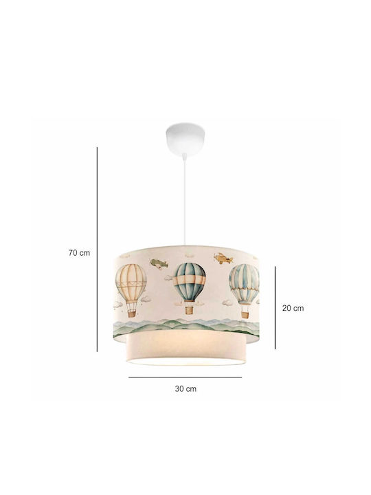 GloboStar Kids Fabric Single Ceiling Light E27 Ballon Multicolour 30x70cm