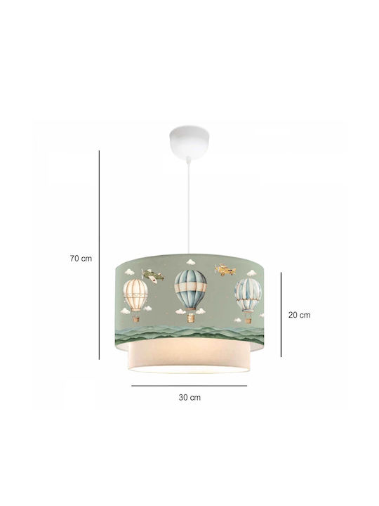 GloboStar Kids Fabric Single Ceiling Light E27 Ballon Multicolour 30x70cm