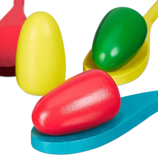 Jocuri în aer liber pentru copii 4 saci de sărit 4 linguri 4 ouă decorative din lemn 4 curele 24 medalii multicolore