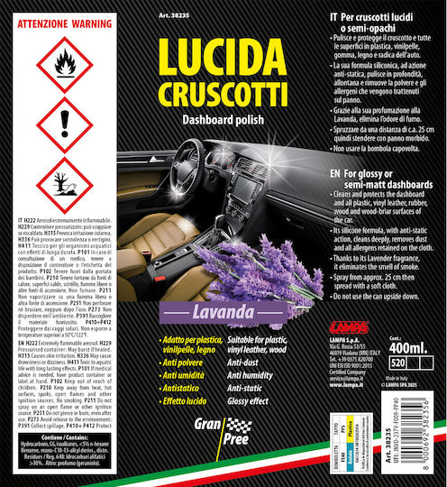 Lampa Gran Pree Cleaning and Polishing Spray for Car Dashboard with Aroma Lavender 400ml