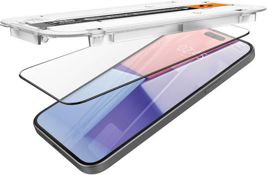 Spigen Glas.Tr 0.3mm Vollflächig gehärtetes Glas Schwarz (iPhone 15)