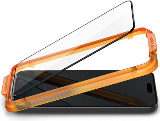 Spigen GLAS.tR ALIGNmaster 0.3mm Vollflächig gehärtetes Glas 2Stück Schwarz (iPhone 15 Pro)