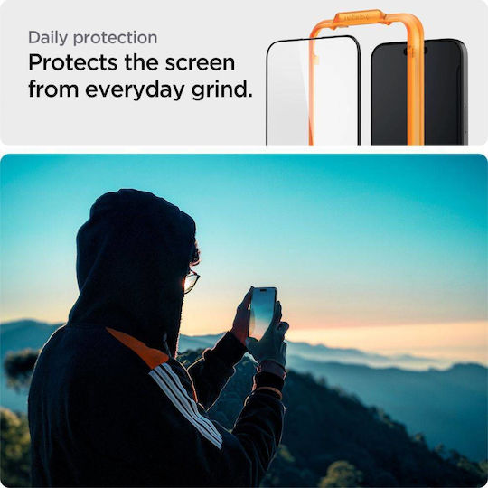 Spigen Glass tR AlignMaster 0.3mm Full Face Tempered Glass 2τμχ Μαύρο (iPhone 15)