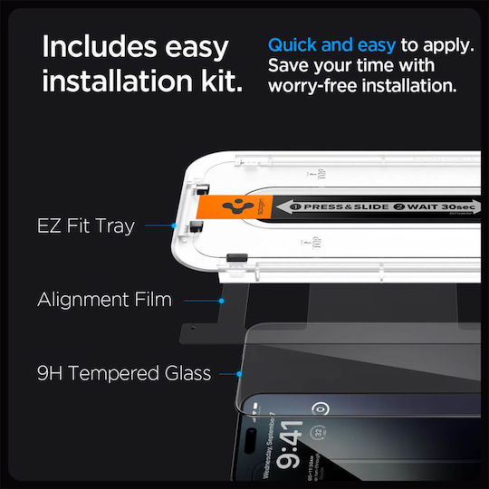 Spigen Glas.Tr Vollflächig gehärtetes Glas Schwarz (iPhone 15 Pro Max)