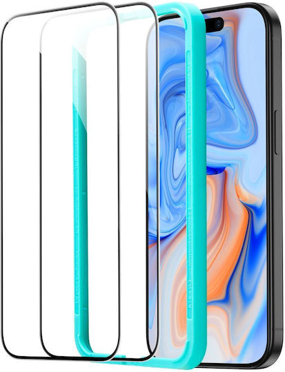 ESR Black Full Face Tempered Glass 2τμχ Μαύρο (iPhone 15 Plus / 16 Plus)