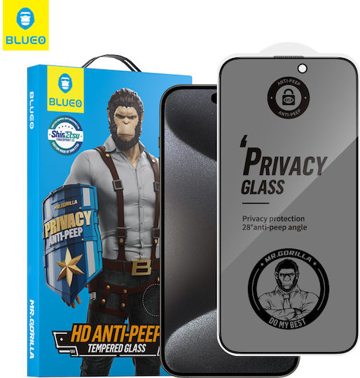 Strong Mat Full Face Tempered Glass Negru (iPhone 14 Pro)