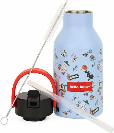 Hello Hossy Παιδικό Παγούρι Ανοξείδωτο με Καλαμάκι 350ml (Διάφορα Σχέδια/Χρώματα)