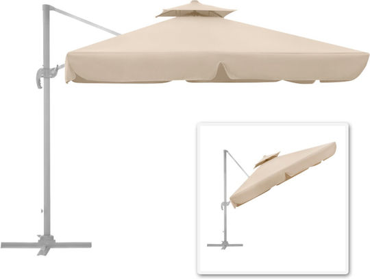 Professionelle Hängende Quadratische Garten- und Terrassen-Sonnenschirm aus Aluminium Ecru 3x3m