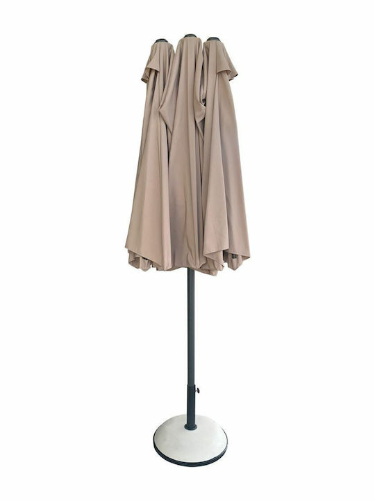 Oval Garden & Terrace Floor Metal Round Parasol Beige