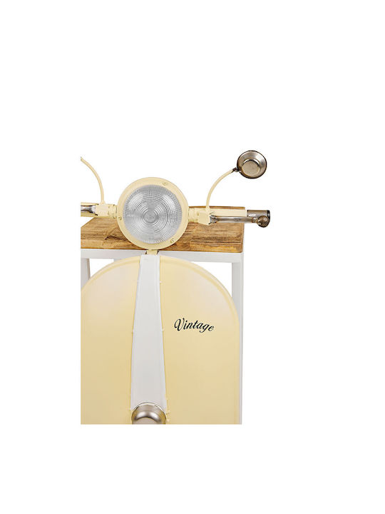 Ορθογώνιο Βοηθητικό Τραπεζάκι Mini Vespa Μεταλλικό Cream Λευκό Φυσικό Μ45xΠ61xΥ88εκ.