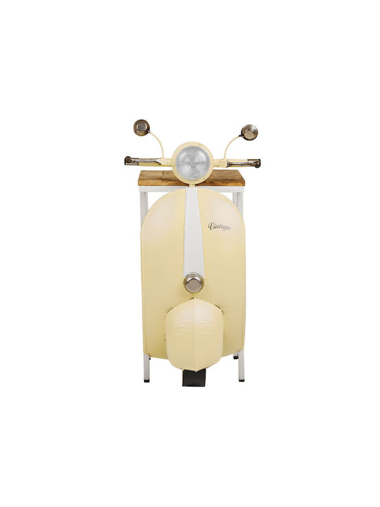 Ορθογώνιο Βοηθητικό Τραπεζάκι Mini Vespa Μεταλλικό Cream Λευκό Φυσικό Μ45xΠ61xΥ88εκ.