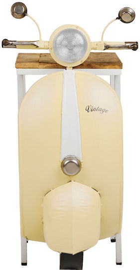 Правоъгълна Странична Кафе Маса Mini Vespa Метална Кремаво Бяла Натурална Ш45xД61xВ88см