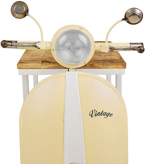 Правоъгълна Странична Кафе Маса Mini Vespa Метална Кремаво Бяла Натурална Ш45xД61xВ88см