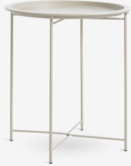 Round Side Table Metal Ivory 47x47x51 cm