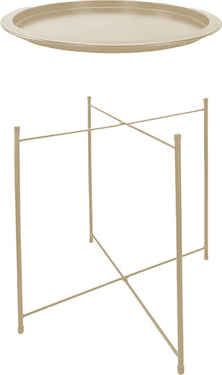 Round Side Table Metal Ivory 47x47x51 cm
