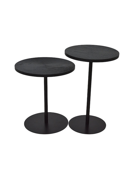 Round Side Coffee Table Made of Solid Black Wood W35xL35xH53.5cm