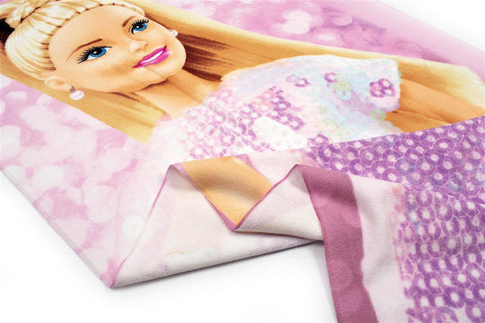Quick Dry Beach Towel Mattel Barbie 85 70x140 Digital Print Pink 100% Microfiber