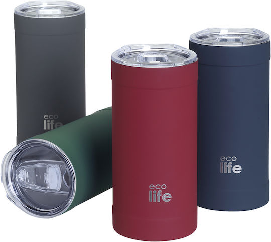 Ecolife Glass Thermos Bottle Stainless Steel / Aluminum / Plastic BPA Free 500ml Chili Pepper With Straw