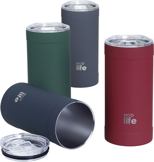 Ecolife Glass Thermos Bottle Stainless Steel / Aluminum / Plastic BPA Free 500ml Chili Pepper With Straw
