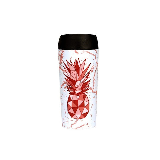 Woodway Well Glas Thermosflasche Rostfreier Stahl 450ml Pineapple mit Mundstück