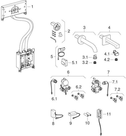 Geberit Built-in Faucet Mixer for for Bathroom Sink Silver