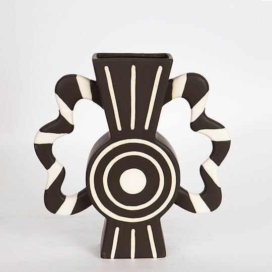 Keramische Vase Schwarz 35,5x8xH37cm Keramische Vase Schwarz 35,5x8xH37cm
