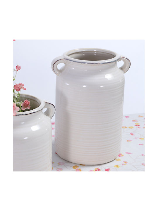 Decorative Ceramic Vase Nef-nef Homeware Lora 21x15 Ecru