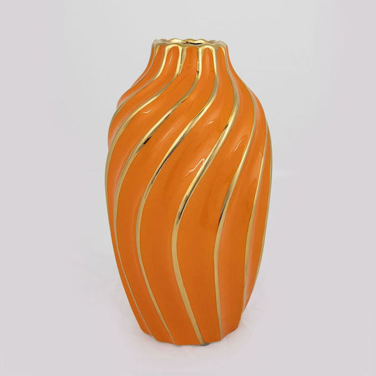 Βάζο Κεραμικό Πορτοκαλί Φ14xΥ24.5cm