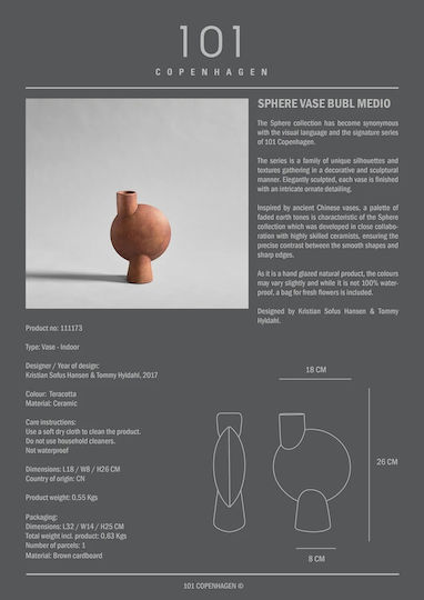 101 Copenhagen Decorative Vase Brown 26x18x8cm