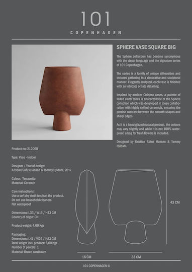 101 Copenhagen Decorative Vase Brown 33x16x43cm