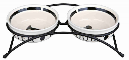 Trixie Ceramic Ceramic Bowl Food & Water for Dog & Cat with Base 2x 600ml 15cm in White Color
