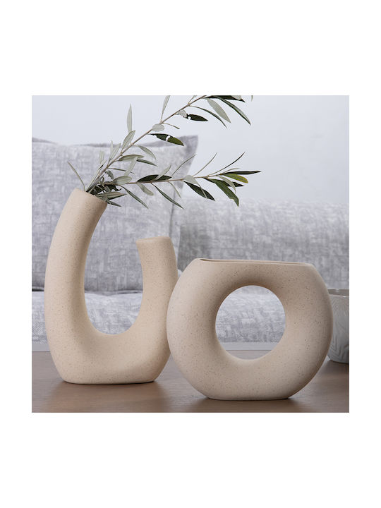 Nef-Nef Homeware Decorative Vase Ecru 15x6.5x20.5cm