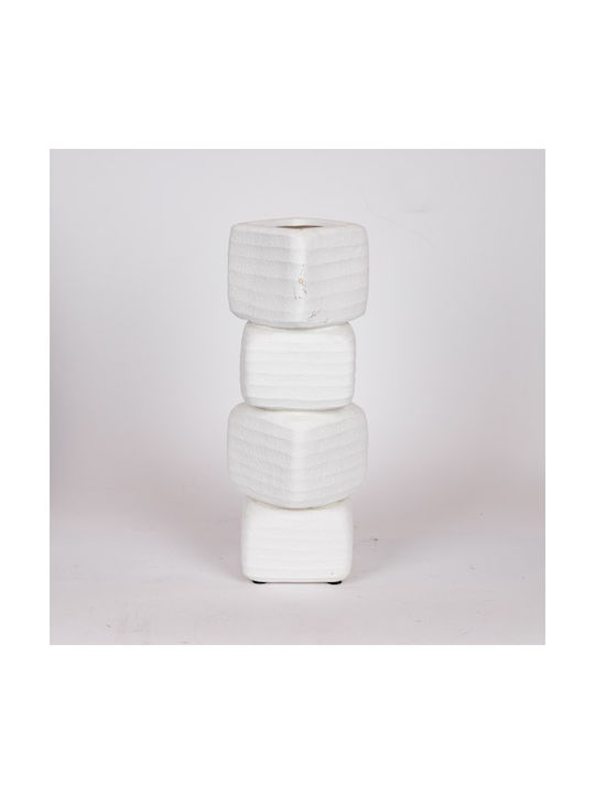 Vază din ceramică albă 15x15x38cm