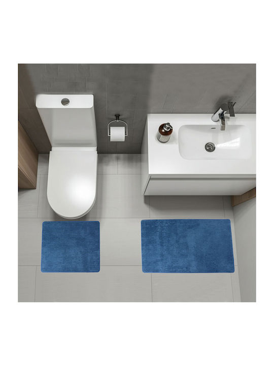 San Lorentzo Сет Бански килими Памучни Правоъгълена Sl8310 8310BLUE Синьо 2бр