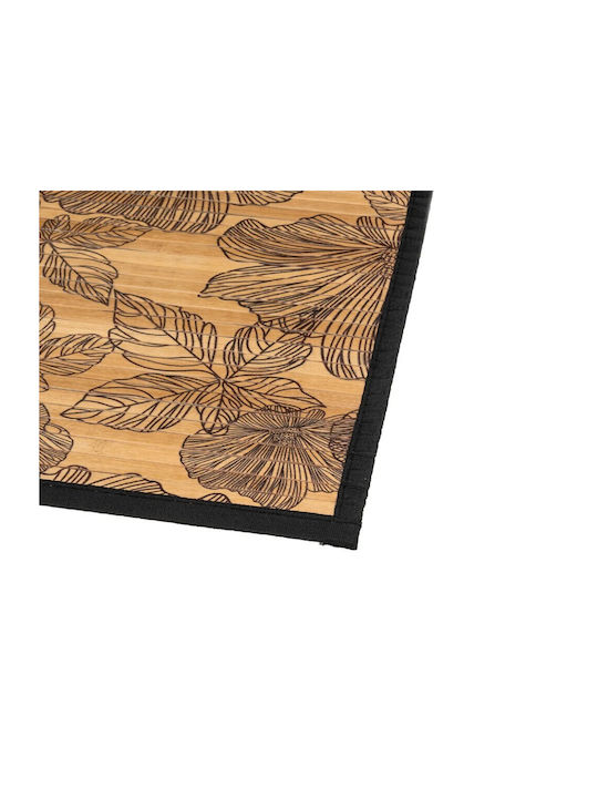 5Five Πατάκι Μπάνιου Ξύλινο F-V Black Flora 174701A Μπεζ 50x80εκ.