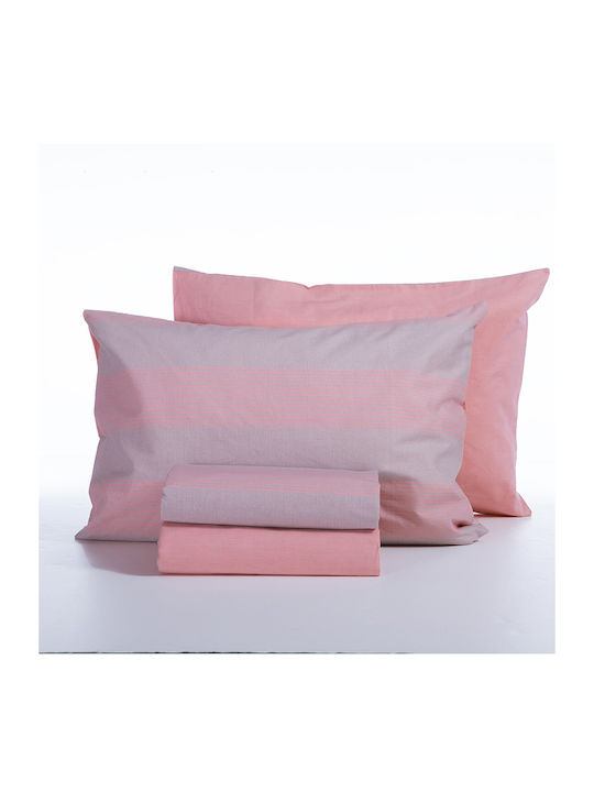 Nef-Nef Homeware Bettwäsche-Set Doppel 200x270cm. Casual Stripe Peaches 4Stück
