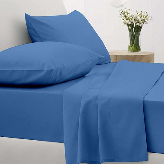 Sunshine Sheet Sets Queen with Elastic 170x205+30cm. Cotton Feelings 151 104 Blue 4pcs