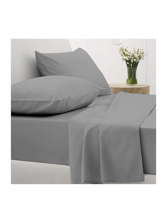 Sunshine Cotton Feelings 151 Σετ Σεντόνια Μονά με Λάστιχο 105x205+30εκ. Dark Grey (3τμχ)