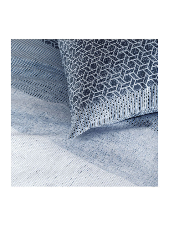 Rythmos Bettwäsche-Set Einzel mit Gummiband 105x205+25cm. Robin Blue 3Stück