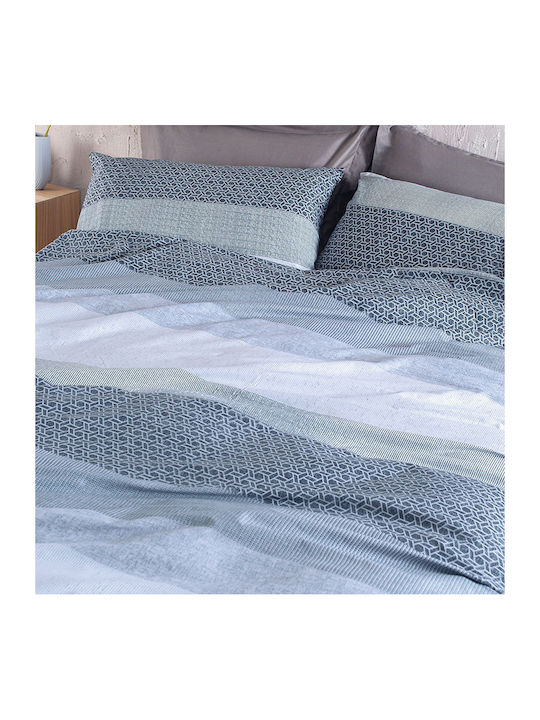 Rythmos Bettwäsche-Set Einzel mit Gummiband 105x205+25cm. Robin Blue 3Stück