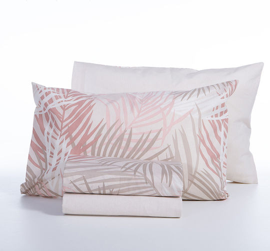 Nef-Nef Homeware Amazon Σετ Σεντόνια King Size με Λάστιχο 180x200+35εκ. Ροδακινί (4τμχ)