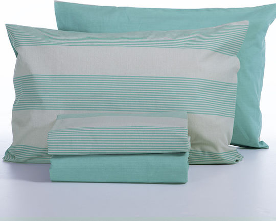 Nef-Nef Homeware Bettwäsche-Set Überdoppel 240x270cm. Stripe Petrol 4Stück